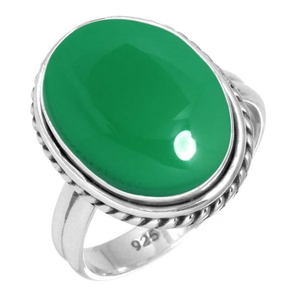 925 Silver Ring For Women - Girls Real Green Onyx Stone Silver Ring Size 7 May Birthstone Simple Silver Ring Size 7 Gift For Women On Thanksgiving 925 Silver Jewelry With Gemstone