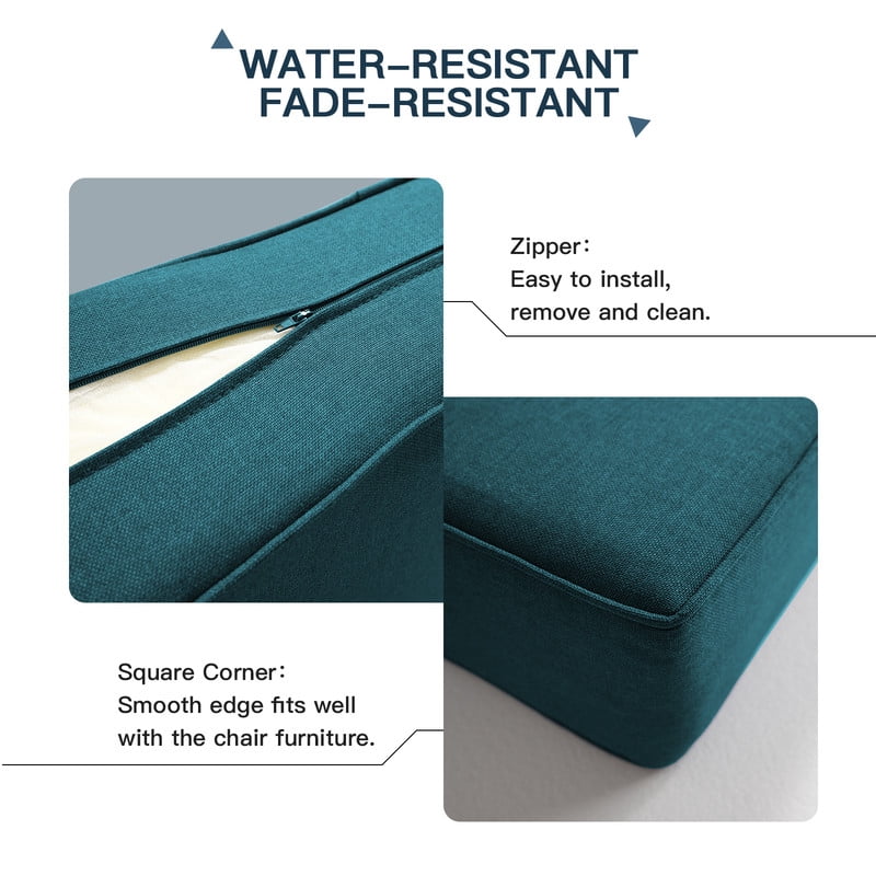 PARKWELL 8-Piece Outdoor Deep Seat Cushion Set, 22 x 24, Water Repellent, Fade Resistant, 6-Inch Thicken Deep Seat Bottom and Back Cushion for Chair, Sofa, and Couch, Peacock Blue