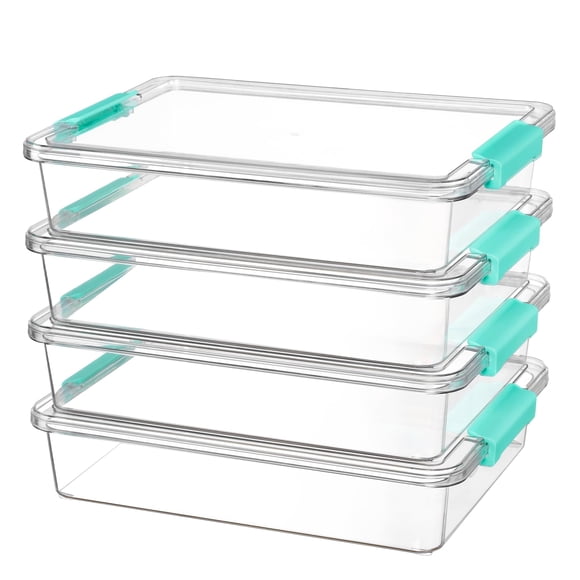 Vtopmart Bacs de Rangement en Plastique 6 Qt avec Couvercles, Bacs Sensoriels Transparents, Organisateurs et Rangements pour Arts et Artisanat, Conteneurs Empilables pour Maison, Bureau et École