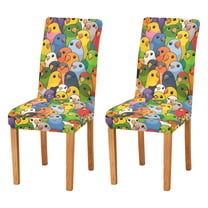 Yayeee 2 Pack Dining Chair Covers Stretch Parson Chairs Slipcovers Seat Protector, Colorful Birds Pattern