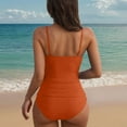 thumbnail image 4 of Bathing Suits for Women Fashion Women Summer Solid Color With Chest Cushion And No Steel Support Backless Strap Swimsuit Racerback Tops with Bikinis Bottom, 4 of 4