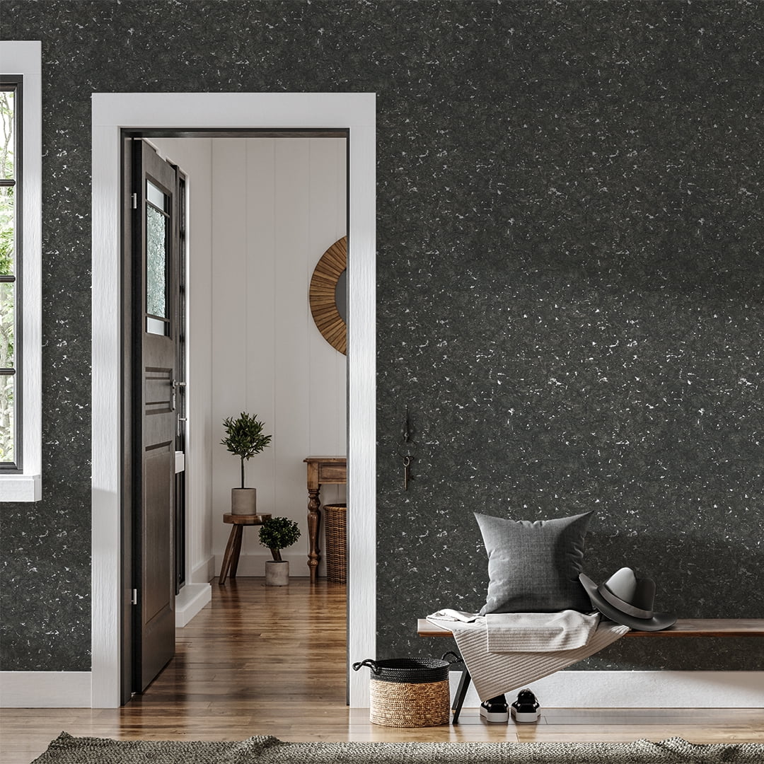 Tempaper Faux Cork Grey & Metallic Silver Peel and Stick Wallpaper, 20.5" x 16.5'