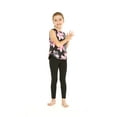 thumbnail image 4 of Girl's Athletic Sportswear Patterned Tank Top and Solid Legging Set in Lotus and Orchid Black Medium, 4 of 5