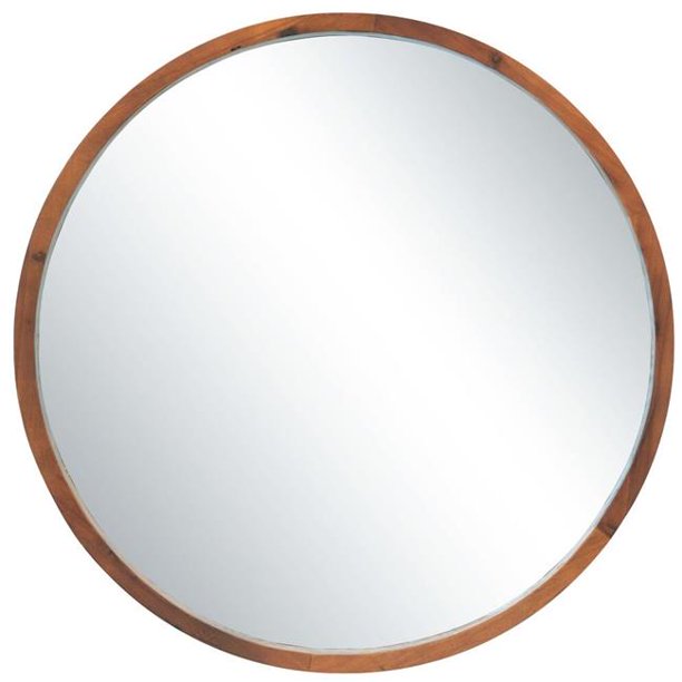 Mirrorize Canada IMP6764CT 30 in. D Round Mirror, Walnut
