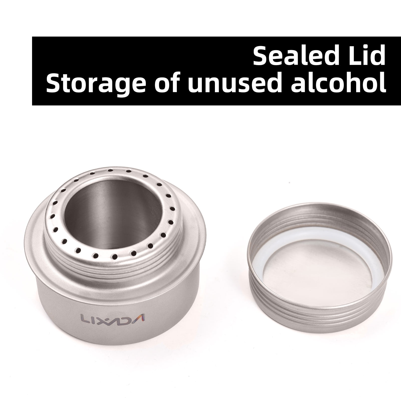 LAZIOEGR Portable Mini Titanium Backpacking Stove Lightweight Alcohol Burner Efficient Camp Cookware for Outdoor Camping Hiking