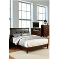 thumbnail image 4 of Bed Frame King Size Bed Brown Cherry Solidwood 1pc Bed Bedroom Button Tufted Headboard Contemporary Furniture, 4 of 7
