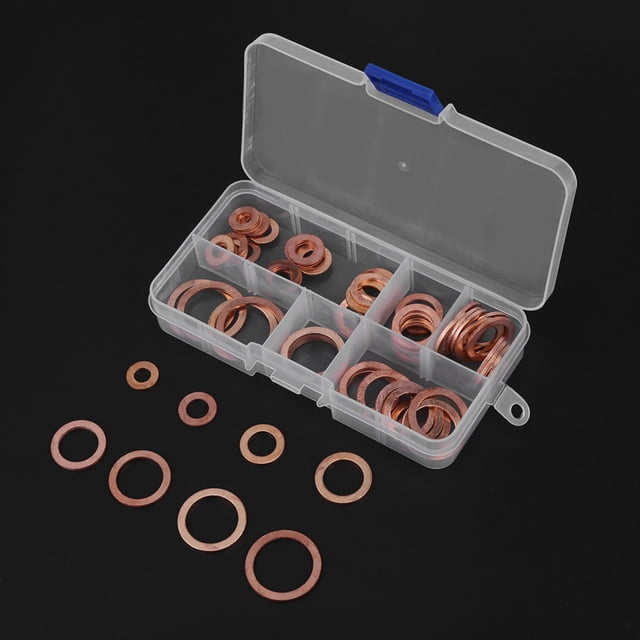 Copper Washer Kit,80pcs Solid Copper Sump Sump Plug Washers Flat Ring Washers Unbeatable Value