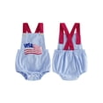 thumbnail image 2 of BemeyourBBs Newborn Baby Boy Girl 4th of July Outfit Patriot Independent Day Clothes Summer Bubble Romper Sleeveless Stripes Embroidery Flag Fourth of July Bodysuit Overalls Playsuit Jumpsuit, 2 of 9