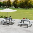 thumbnail image 4 of Costway Picnic Table Bench Set for 4-8 People with Umbrella Hole All-Weather HDPE Tabletop Gray, 4 of 10