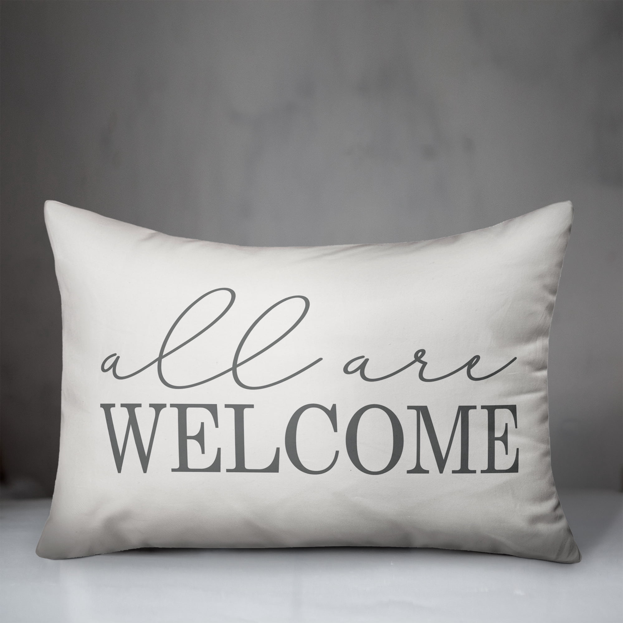 Creative Products All are Welcome White and Grey 14x20 Indoor / Outdoor Pillow