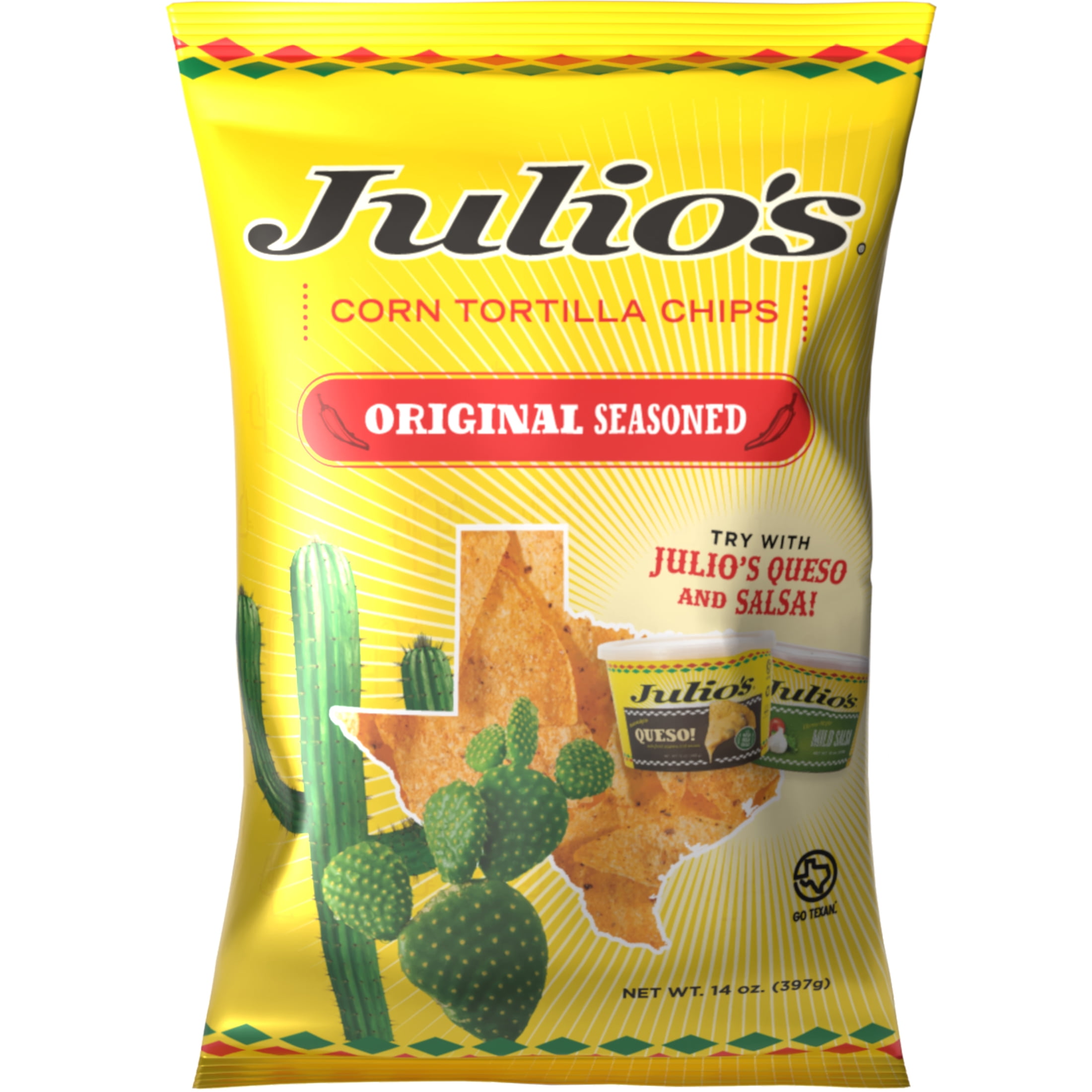 (3 pack) Julio's Seasoned Corn Tortilla Chips, 14 oz Value Size Bag