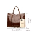 thumbnail image 2 of Genuine Cowhide Women Tote Bag, Glossy Crocodile Embossed Shoulder Purse for Work, 2 of 9