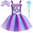 thumbnail image 5 of Vestido de tutú de sirena para niñas, vestido de princesa de tul para fiesta de cumpleaños de niños, disfraz de sirena para Halloween, ropa para niños, 5 of 5