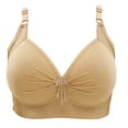thumbnail image 4 of qolati 2 Pack Sports Bras for Women Push Up Bras No Underwire Floral Lace Bras Comfortable Full Coverages Plus Size Everyday Bras Beige XL, 4 of 5