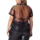 thumbnail image 3 of Blusa de fiesta para mujer de tallas grandes Agnes Orinda, transparente de malla holográfica, 4X, púrpura y verde, 3 of 6