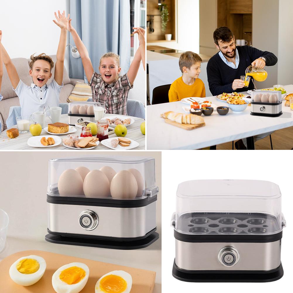 Electric Egg Cooker 6-Capacity, Auto Shut-Off Egg Boiler with Steam Poacher & Omelet Function for Home, Dorm, Office