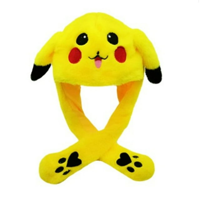 Pikachu Pikachu Hat Rabbit Ear Moving Jumping Hat Funny Bunny Plush Hat Cap V1