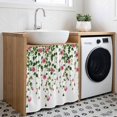 thumbnail image 3 of Pink Spring Floral Cabinet Curtain 35"Wx35"L, Dustproof Under Sink Skirt with Self Adhesive Tape, Green Summer Botanical Cabinet Curtain Cover for Kitchen Sink, Bathroom Vanity, Laundry Room, 3 of 9