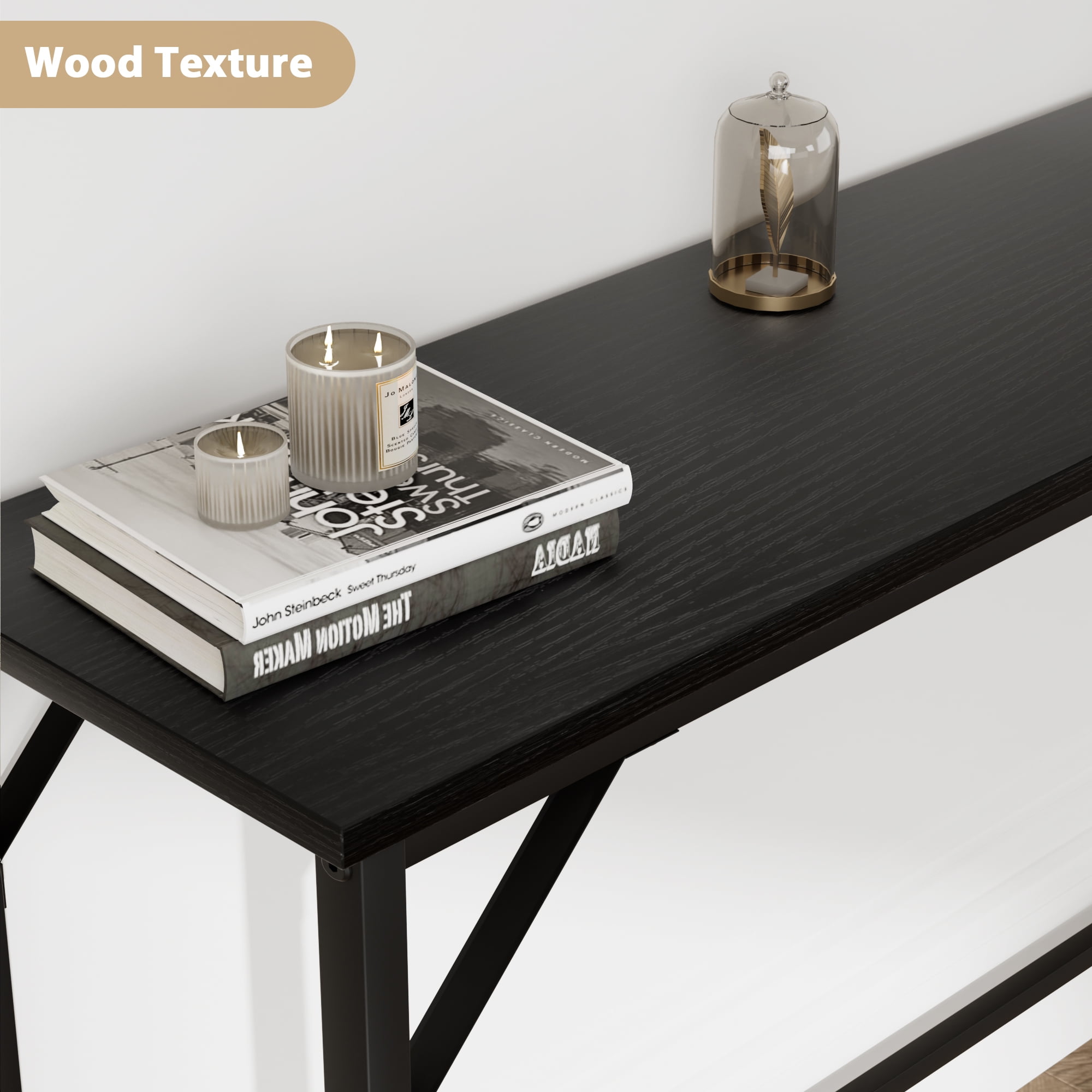 Aoile Narrow Console Table, Sofa Table with Outlets, Behind Couch Table for Living Room, Hallway Table for Entryway (Black)