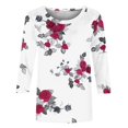 thumbnail image 5 of MITCOWBOY Hauts pour Femmes Printemps/été Col Rond Imprimé Floral Ample Décontracté Manches 3/4 T-Shirts pour Femmes Blouses pour Femmes Rose m Liquidation!, 5 of 5