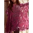 thumbnail image 6 of Aojekbee Women Velvet Dress, Long Sleeve Crew Neck Flower Mini Dress Loose Fall Casual Dress, 6 of 9