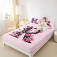 thumbnail image 3 of Erosebridal Pink Groovy R Letter Full Size Sheets, Cartoon Flower Butterfly Bed Sheets, 4-Piece, 3 of 5