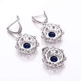 thumbnail image 2 of Blue Sapphire Simulated, CZ 925 Sterling Silver Platinum Plated Pendant Earring Set PS812, Blue Sapphire Pendant Earring Set, Gift For Her, Round Pend, 2 of 2