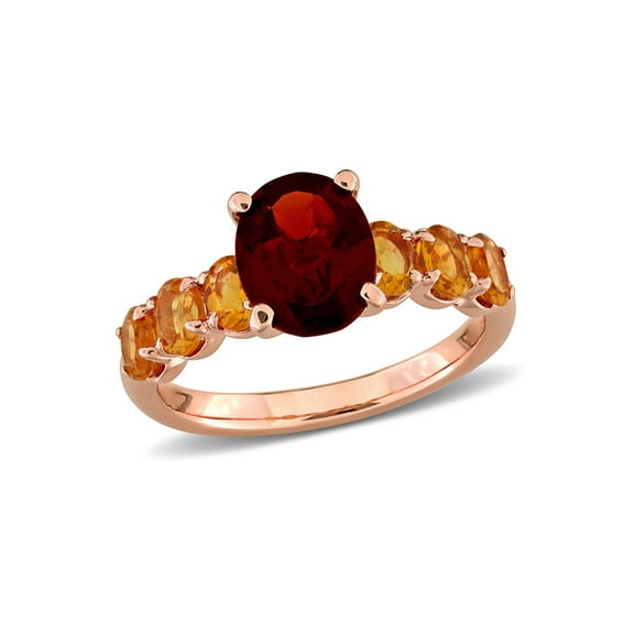 3.00 Carat (Ctw) Garnet and Madeira Citrine Ring in Rose Plated Sterling Silver for Women