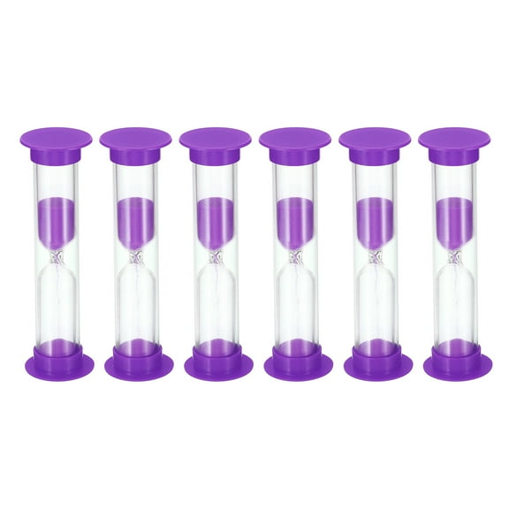 Uxcell 2 Minute Sand Timer, 6pack Small Sandy Clock, Count Down Sand Glass Purple