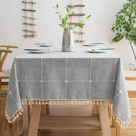 

Tablecloth Rectangular Grey Table Cloth Washable Outdoor Table Cloth Linen Tablecloth Table Cloths Cotton(Grey 55 x70 )