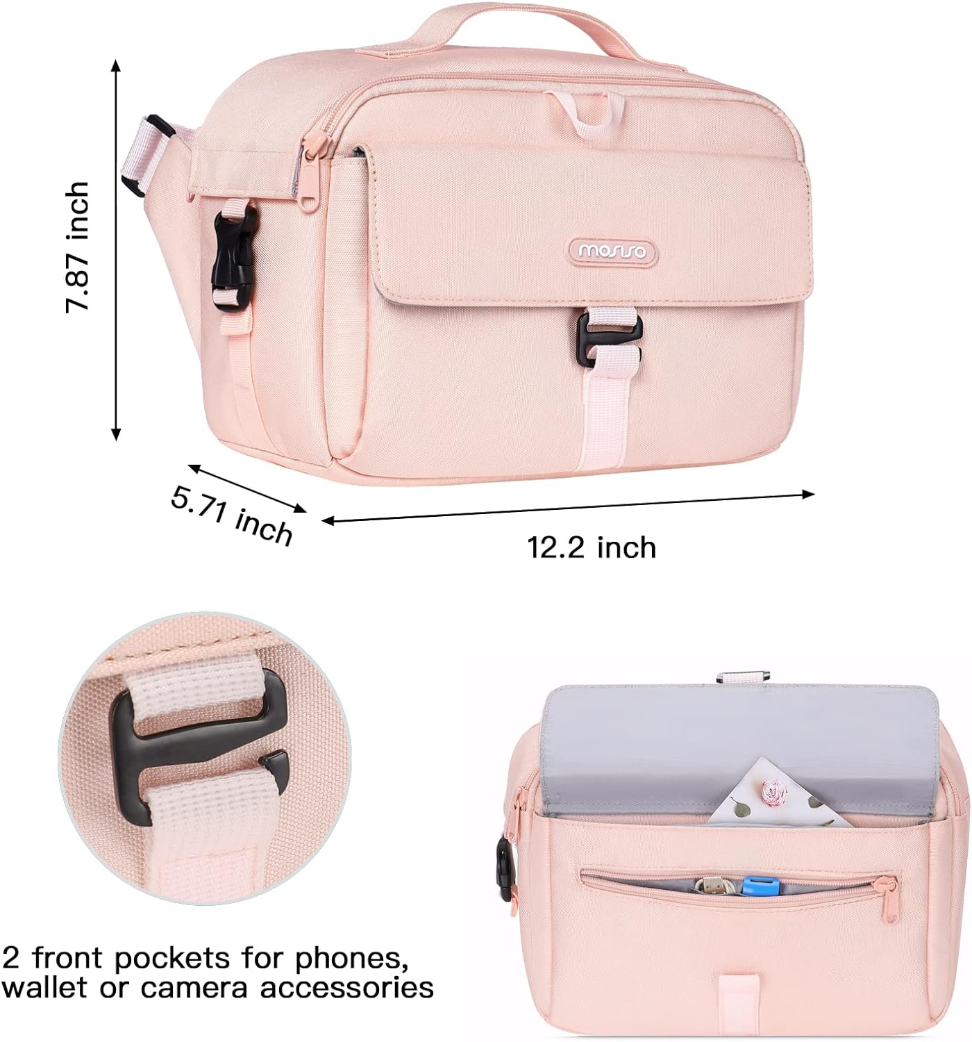 MOSISO Camera Shoulder Bag Case Crossbody Sling Purse, DSLR/SLR/Mirrorless Compact Padded Photography Handbag with Rain Cover Compatible with Canon/Nikon/Sony Cameras and Lenses