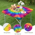 thumbnail image 4 of Rainbow Tie Dye Mandala Pattern Square Fitted Tablecloth with Elastic Edge,Square Table Cover,Washable Elastic Table Cover for Home Kitchen Party Decor 36"x36", 4 of 6