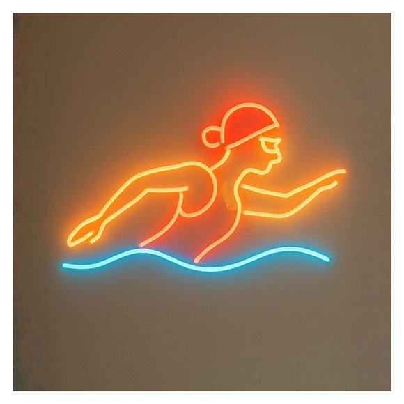 Letrero De Neón Para Natación, Luz LED Regulable Para Piscina, Ideal Para Escuelas De Natación, Clubes, Gimnasios Y Complejos Deportivos 45cm