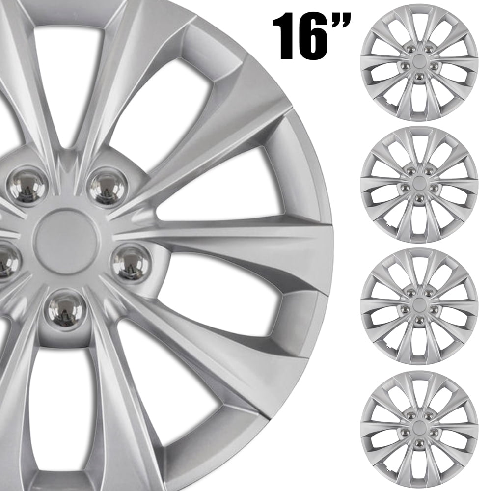 4-Pack Premium 16 Wheel Rim Cover Hubcaps OEM Style Replacement Snap On Car Truck SUV Hub Cap BDK 16 Inch Set 
