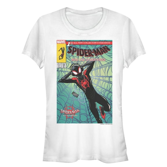 Junior's Marvel Spider-Man: Into the Spider-Verse Comic Cover  Graphic Tee White Small