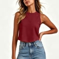 thumbnail image 2 of GUACER Sleeveless Crew Neck Crop Top for Women Fitted Ribbed Tank Top, Casual Soft Stretchy Basic Tee, 2 of 7