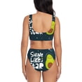 thumbnail image 3 of Wukai Avocado in Space1 Women's Bikini Set Two Piece,wimsuit High Waisted V Neck Twist Front Adjustable Spaghetti Straps Bathing Suit-Small, 3 of 7