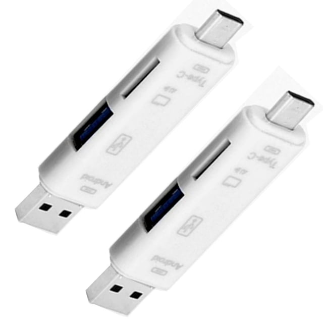 Multiconector USB Adaptador AIIUSB 2 Pzas Blanco Salidas Micro-USB USB 2.0 Compatible Tipo-C Entradas USB Micro SD