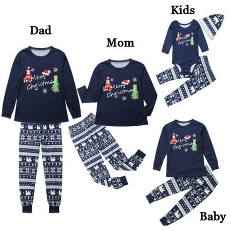

Pudcoco Family Christmas Matching Pajamas Set Men Women Kids Baby Santa Print Pajamas Homewear