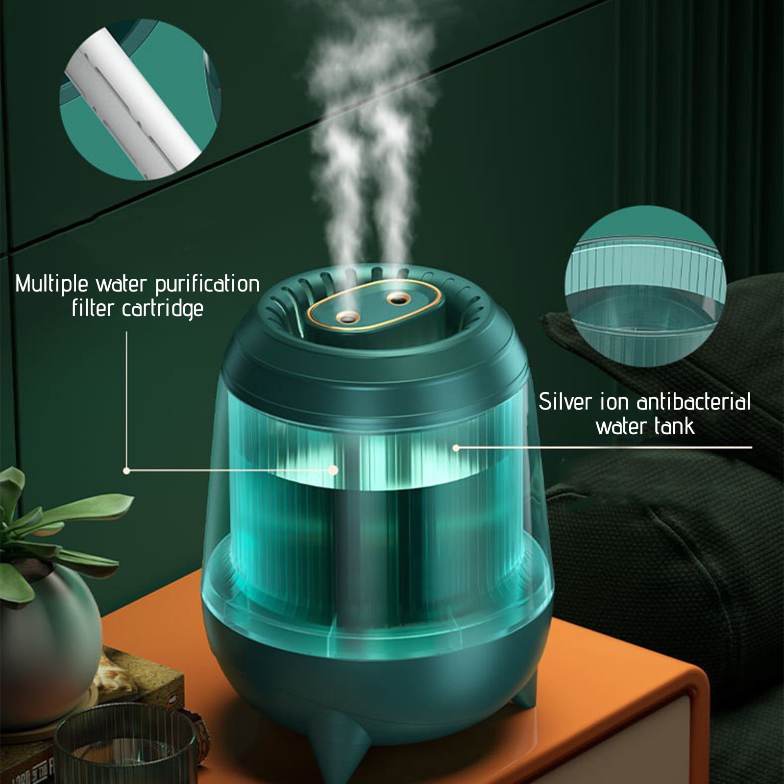 Inerposs Large Capacity Humidifier, USB Humidifier for Bedroom, Adjustable Mist Control Humidifier, Cool Mist Technology, Aroma Diffuser for Home and Office