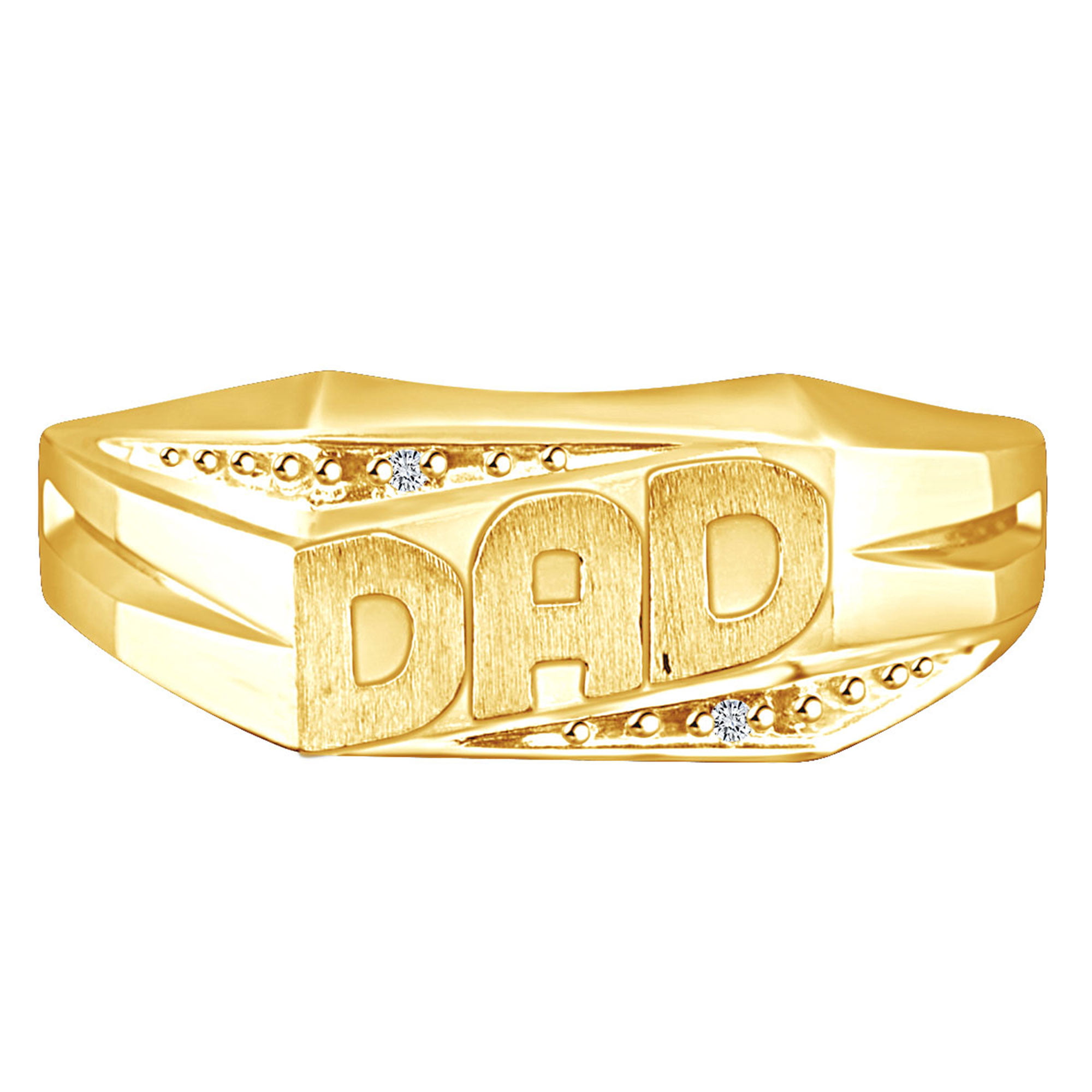 0.01 Carat Round Shape White Natural Diamond Accent Men's DAD Ring 10k ...