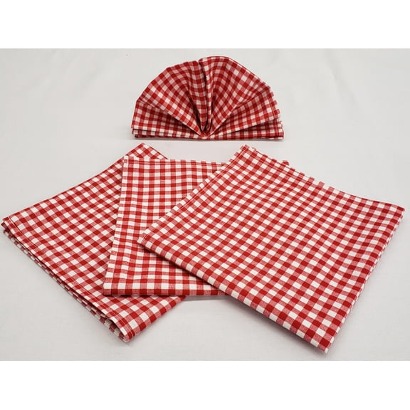Checked Gingham Cloth Napkins by Penny's Needful Things (Set of 4) (Red)