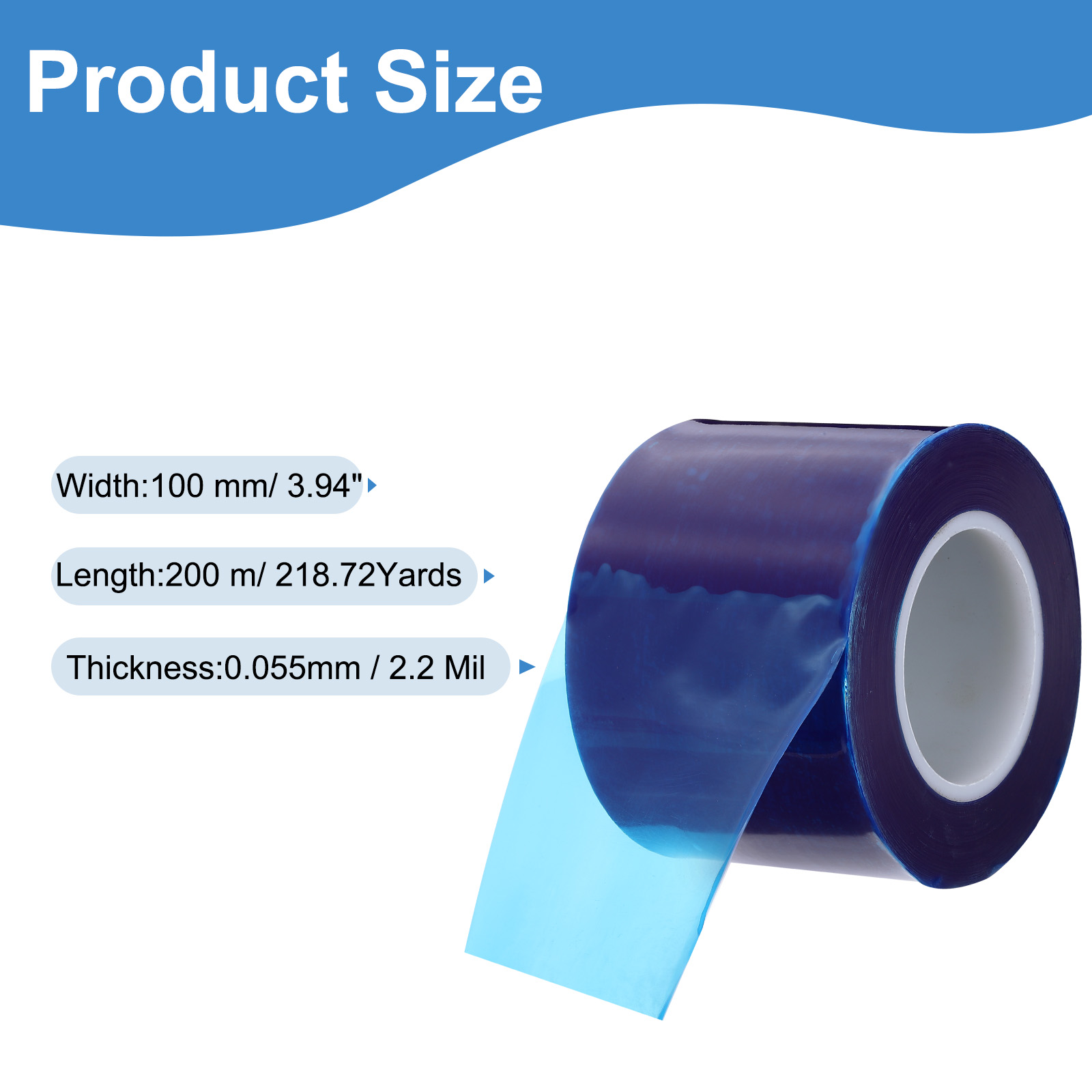 Removable Protective Film Tape, 4 x 656 ft PE Surface Scratch Film Tape Blue