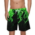 thumbnail image 2 of VBTAPA Mens Novelty Swim Trunks 3D Flame Printed Beach Board Shorts Drawstring Elastic Waist Surf Swimming Shorts with Pockets Todays Sales Green XXL, 2 of 5