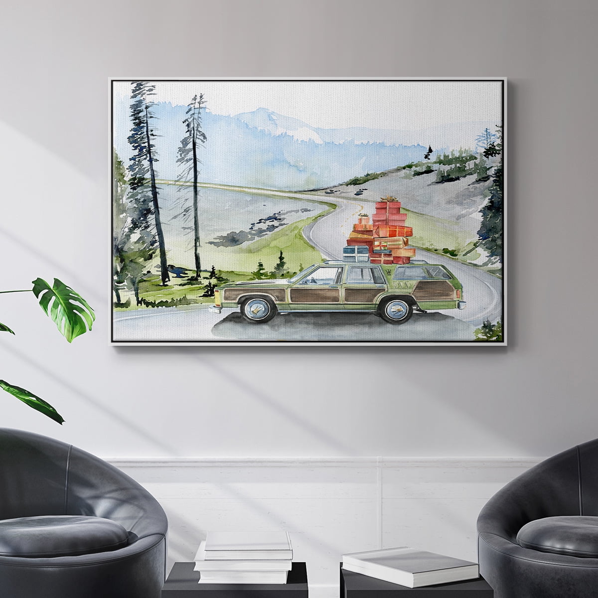 Holiday Vacation II - Framed Gallery Wrapped Holiday Canvas - 27 x 41 - White Frame