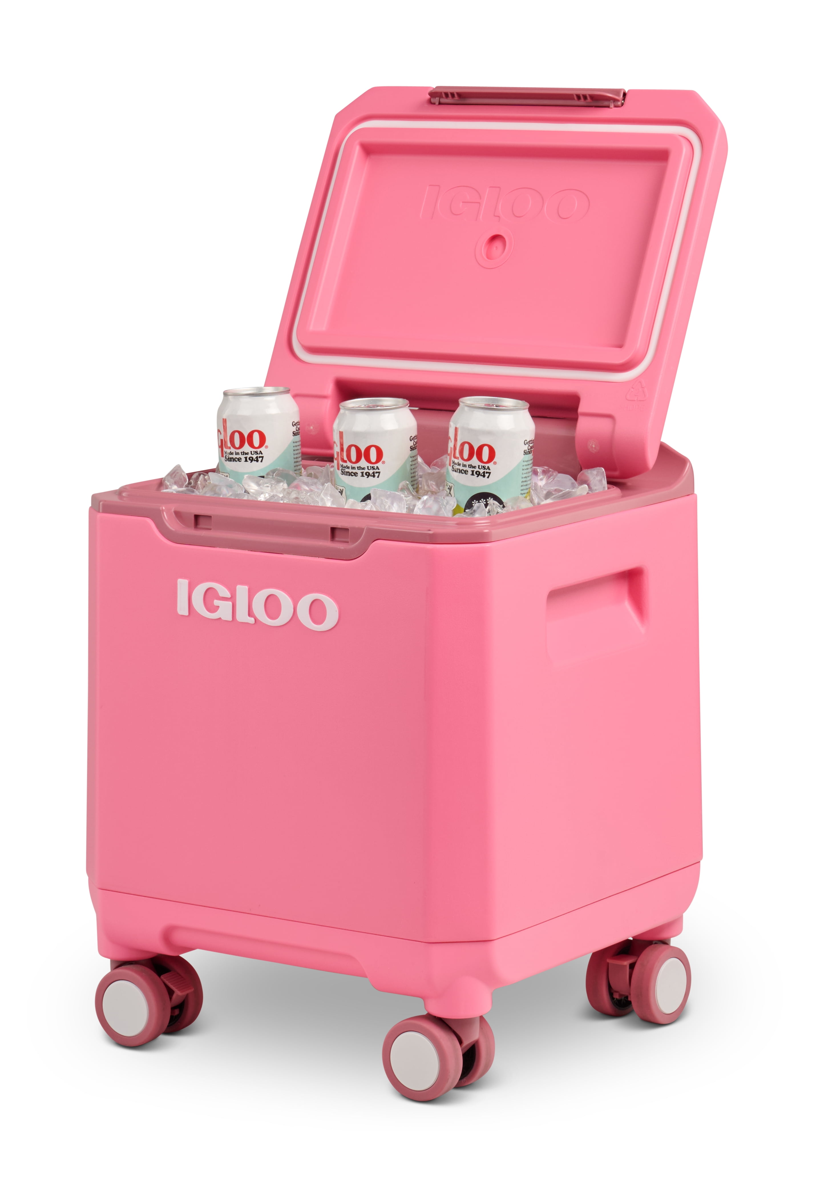 Igloo Tag-a-Long Too Spinner Cooler 20 QT Thrift Pink Rolling