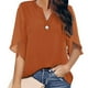 thumbnail image 2 of Tops de verano para mujer, cuello en V, media manga, exquisito Color puro, blusa informal elegante para mujer para fiesta, salida de oficina, naranja 3XL, 2 of 5