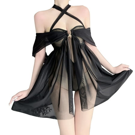 

Lingerie For Women For Translucent Solid Color Sweet Dress Suit Thong Clubwear