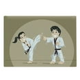 thumbnail image 1 of Karate Cutting Board, Children Perform Karate Martial Arts Sports Cartoon, Decorative Tempered Glass Cutting and Serving Board, in 3 Sizes, by Ambesonne, 1 of 2