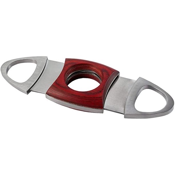 Mantello Double Guillotine Cigar Cutter Cherry Wood & Stainless Steel